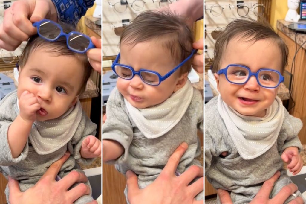 A video of toddler Liam Frederick, 1, trying on glasses for the first time has gone viral.