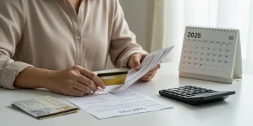 Organized desk with financial documents and credit cards for debt management in 2025