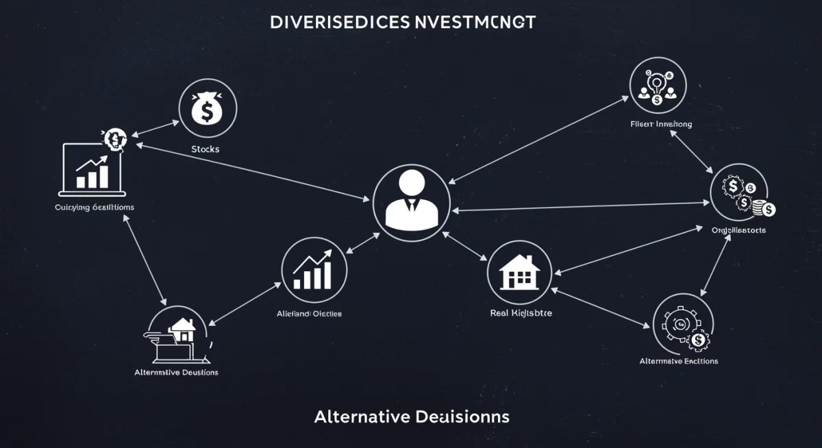 Diversified investment portfolio with various asset classes and a strategic decision-maker
