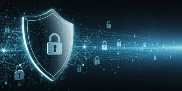 Digital shield protecting federal networks, representing new cybersecurity directives