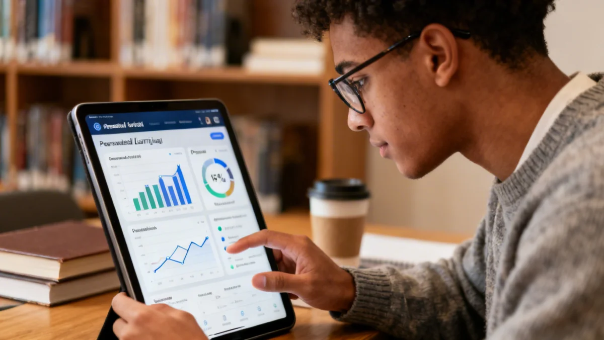 Student utilizing a personalized digital learning platform for academic growth