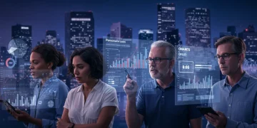 US consumers analyzing personal loan rates on screens