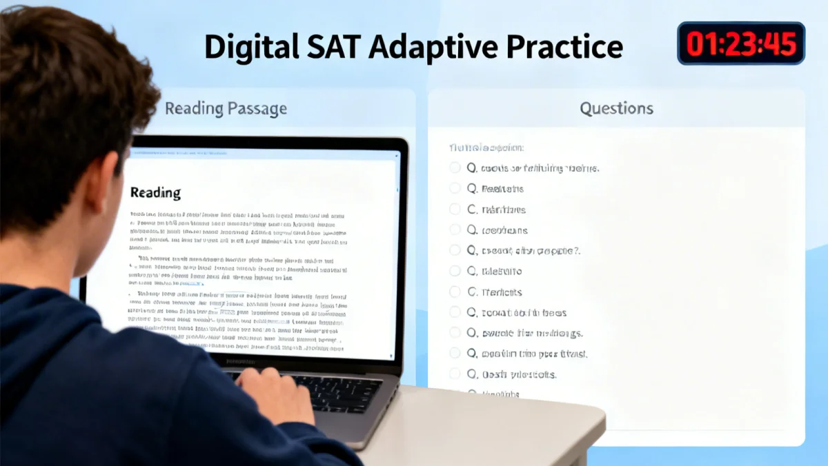 Student engaging with an adaptive Digital SAT practice test online.