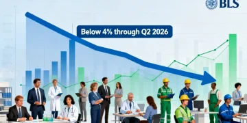 BLS unemployment rate forecast visual, showing a stable labor market outlook