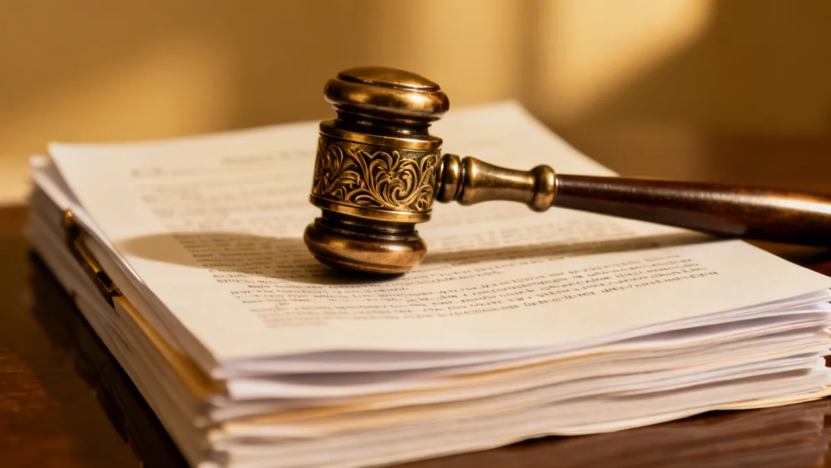 Gavel on legal brief, symbolizing judicial decision