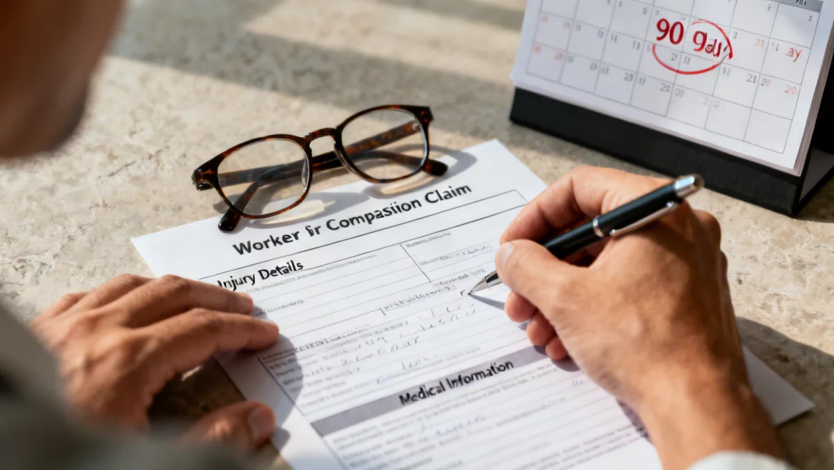 Filling out a workers' compensation claim form within 90 days