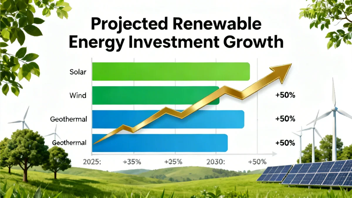 Infographic showing projected growth in renewable energy investment sectors.