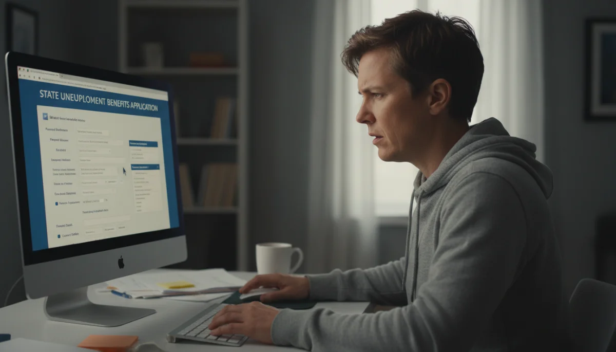 Person filing for unemployment benefits online