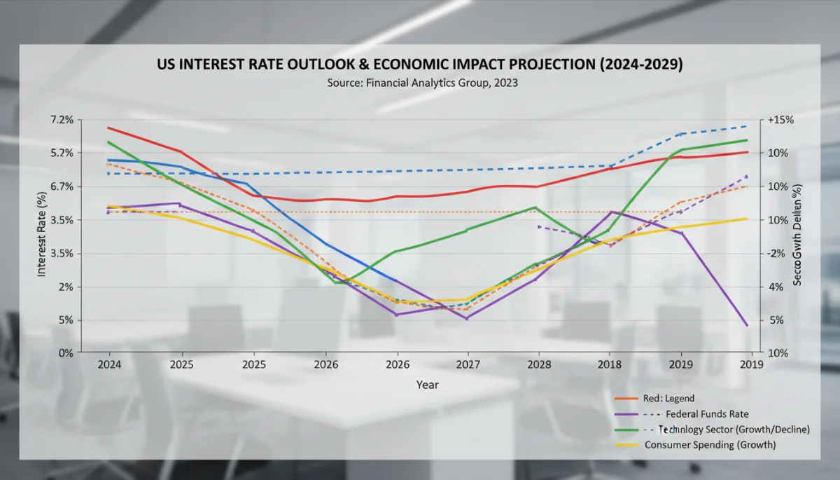 Projected US interest rate trajectory and market impact chart for 2026.