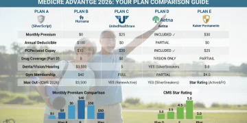 Infographic comparing top 5 Medicare Advantage Plans for 2026