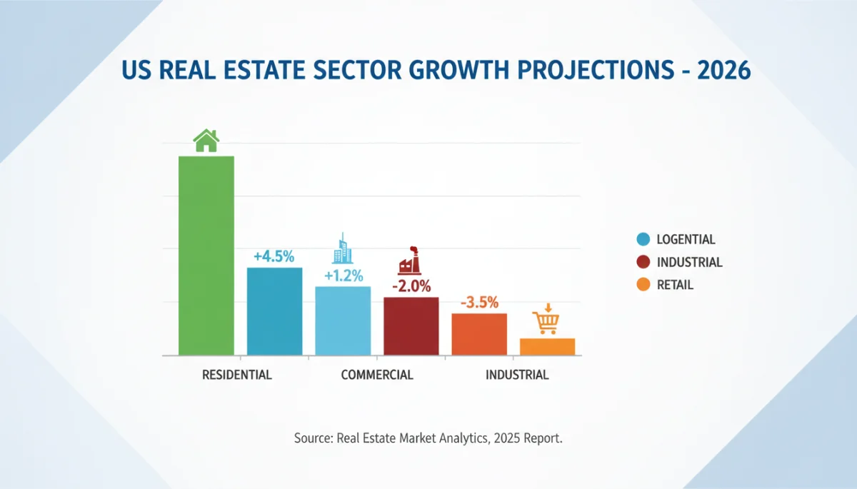 Infographic showing projected growth rates for US real estate sectors in 2026.