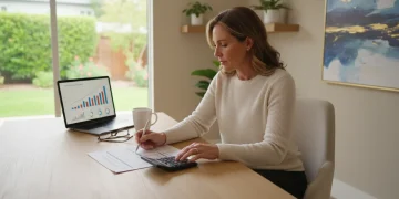 Person reviewing 401k statement, planning for retirement