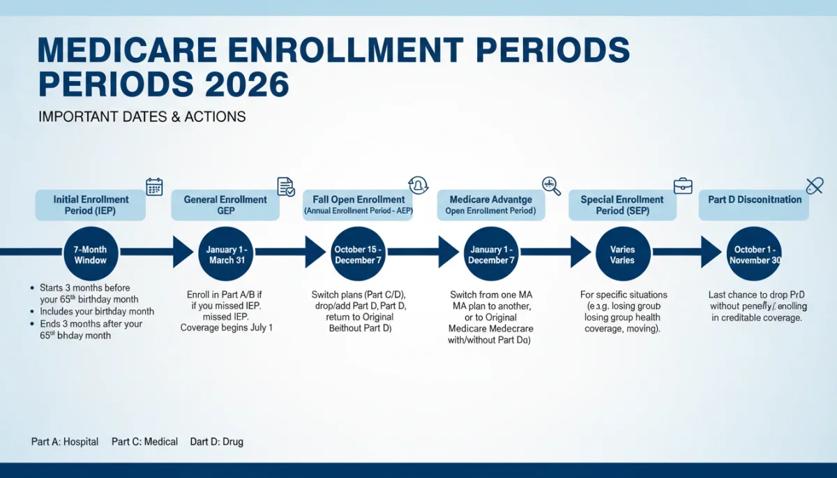 Infographic of Medicare 2026 enrollment deadlines and key dates
