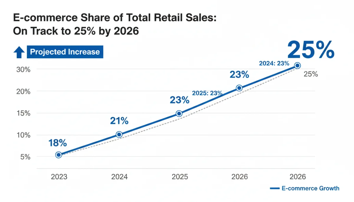 Projected e-commerce market share increase by 2026